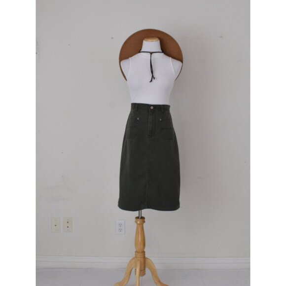 Vintage 80s Green All Cotton high waisted skirt size 10P |‎ 33 waist - Picture 3 of 10